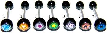 Zungenpiercing, Nippel & Co Hantel (Barbell) mit Bio UV Kugeln.
