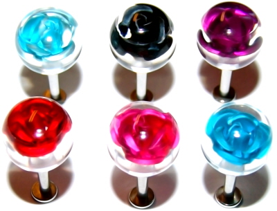Flat-Back Lippe/ Labret/ Ohr & Co Stecker mit Bio UV Kugel