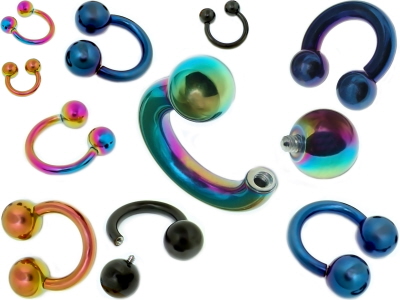 Chirurgenstahl Hufeisen Ringe (Circular-Barbell) mit Kugel Titan Anodisiert.