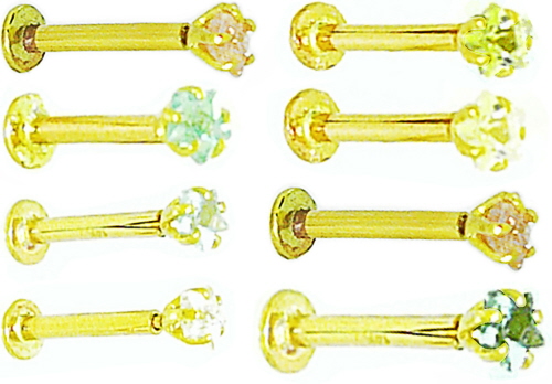 Gold Lippe, Ohr, Tragus & Co  Stecker mit Kristall