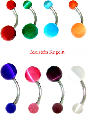Piercing Banana Stecker mit Gewinde Stein Kugeln.